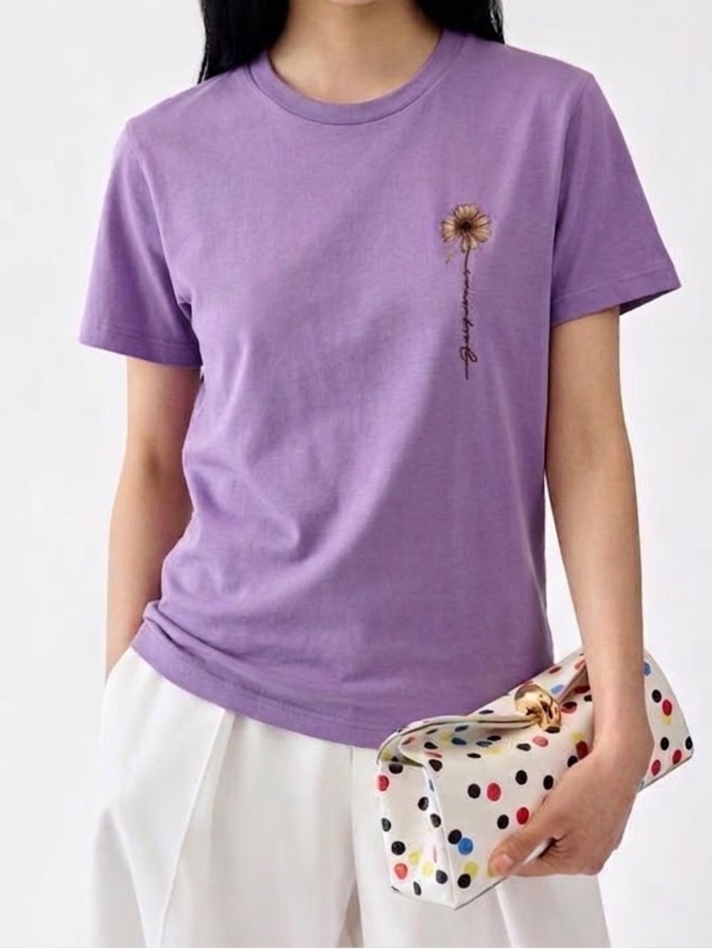 Jacquemus Le T-Shirt Fleur Embroidered Cotton Tee Purple Medium
